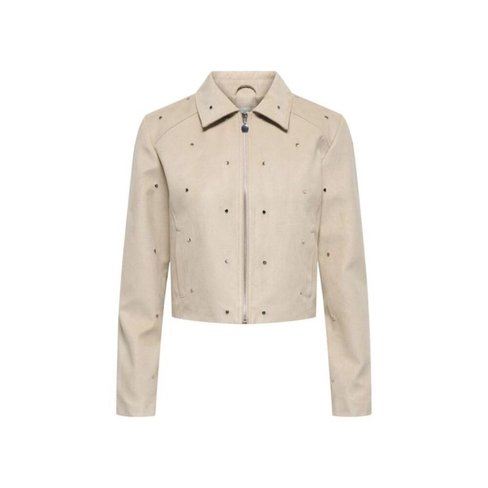 Jacqueline De Yong Beige Polyester Leather Women's Jacket